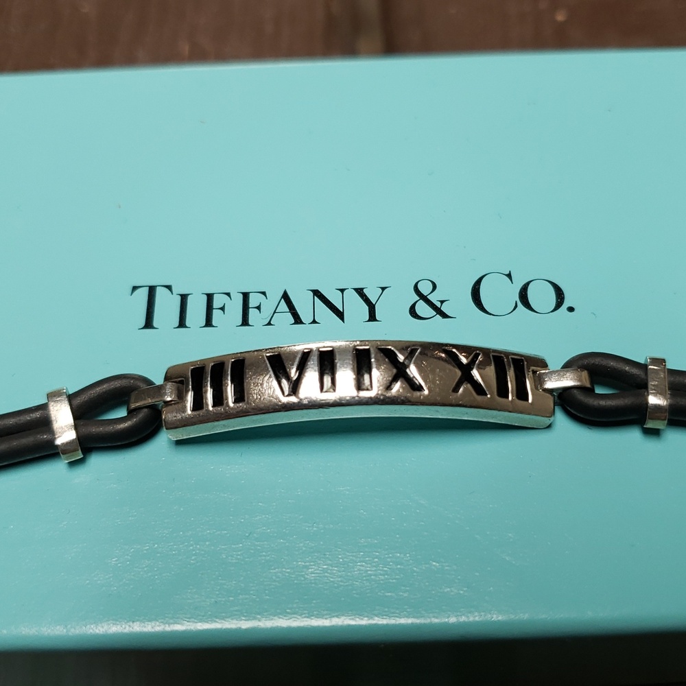 Tiffany & Co.Atlas Sterling Silver and Black Bracelet with Intricate Design